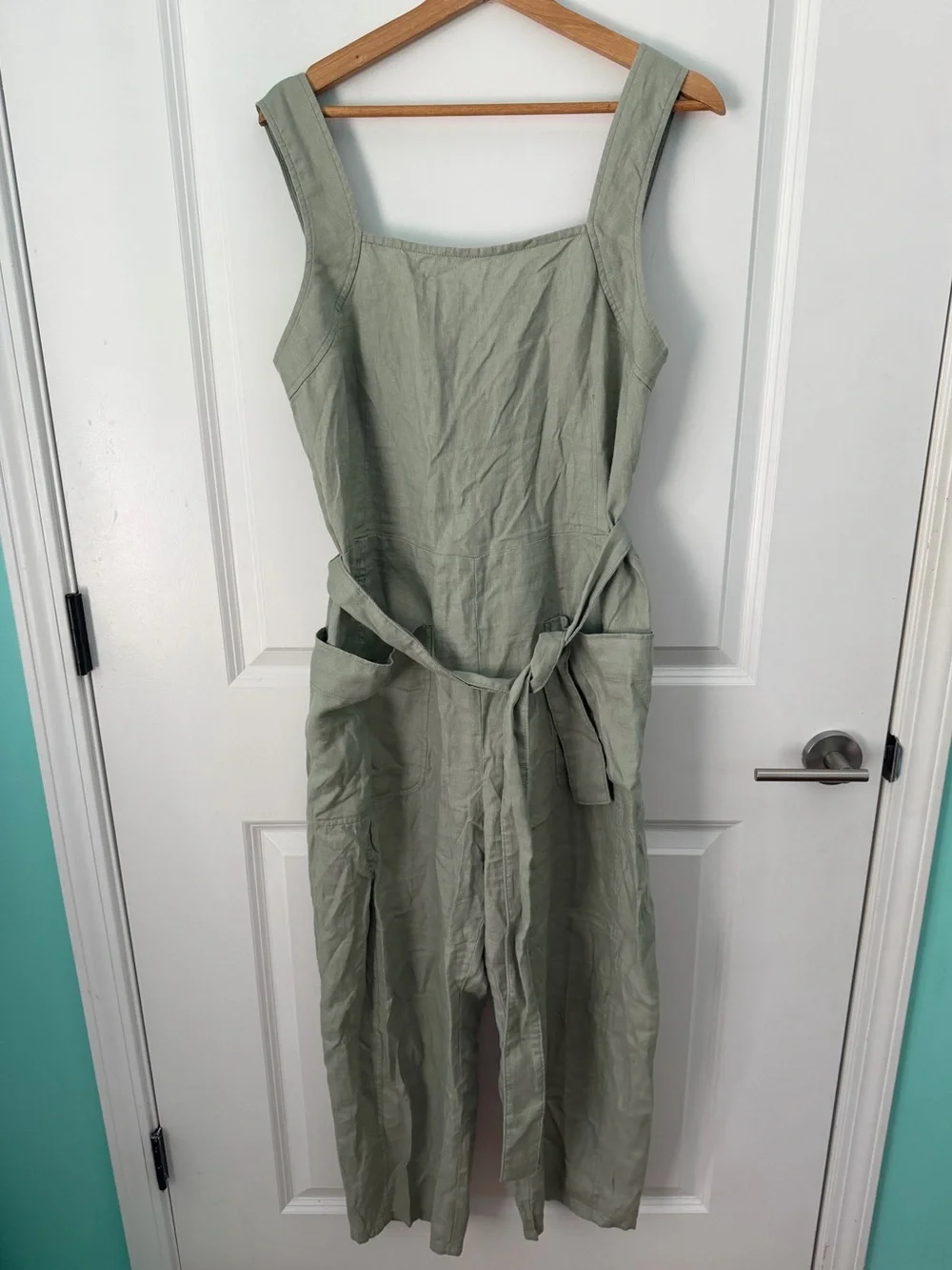 Everlane THE UTILITY COVERALL IN LINEN in Seagrass Size 8 Summer Vacation